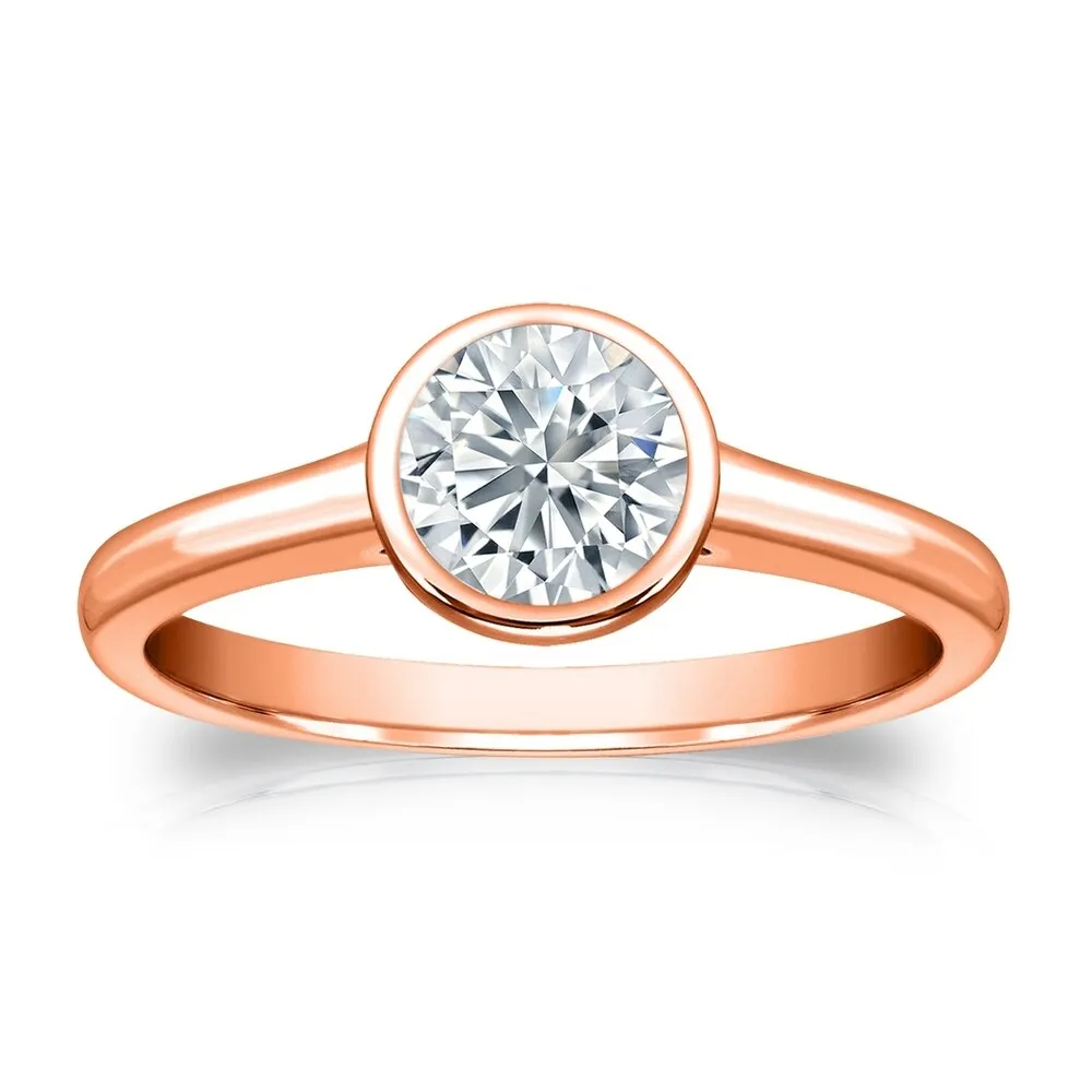 Auriya 14k Gold 3ctw Solitaire Moissanite Engagement Ring Bezel-set sold by Zulily product image thumbnail 3