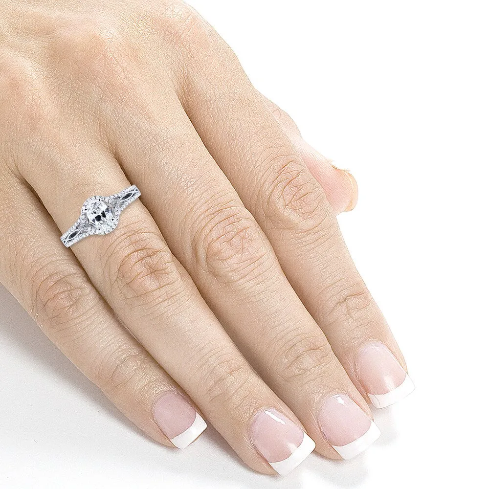 Annello by Kobelli Oval 7/8ct TDW Certified Diamond Engagement Ring 14k White Gold sold by Zulily product image thumbnail 4