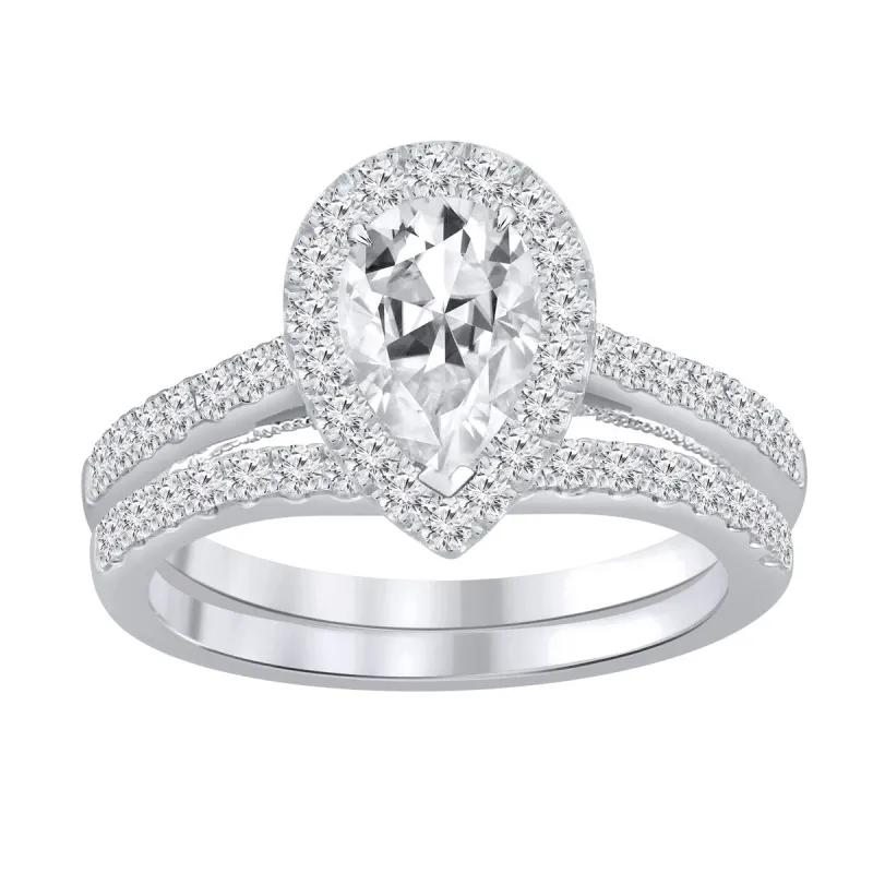 Auriya 1 3/4ctw Pear-cut Halo Diamond Engagement Ring Set 14k Gold sold by Zulily