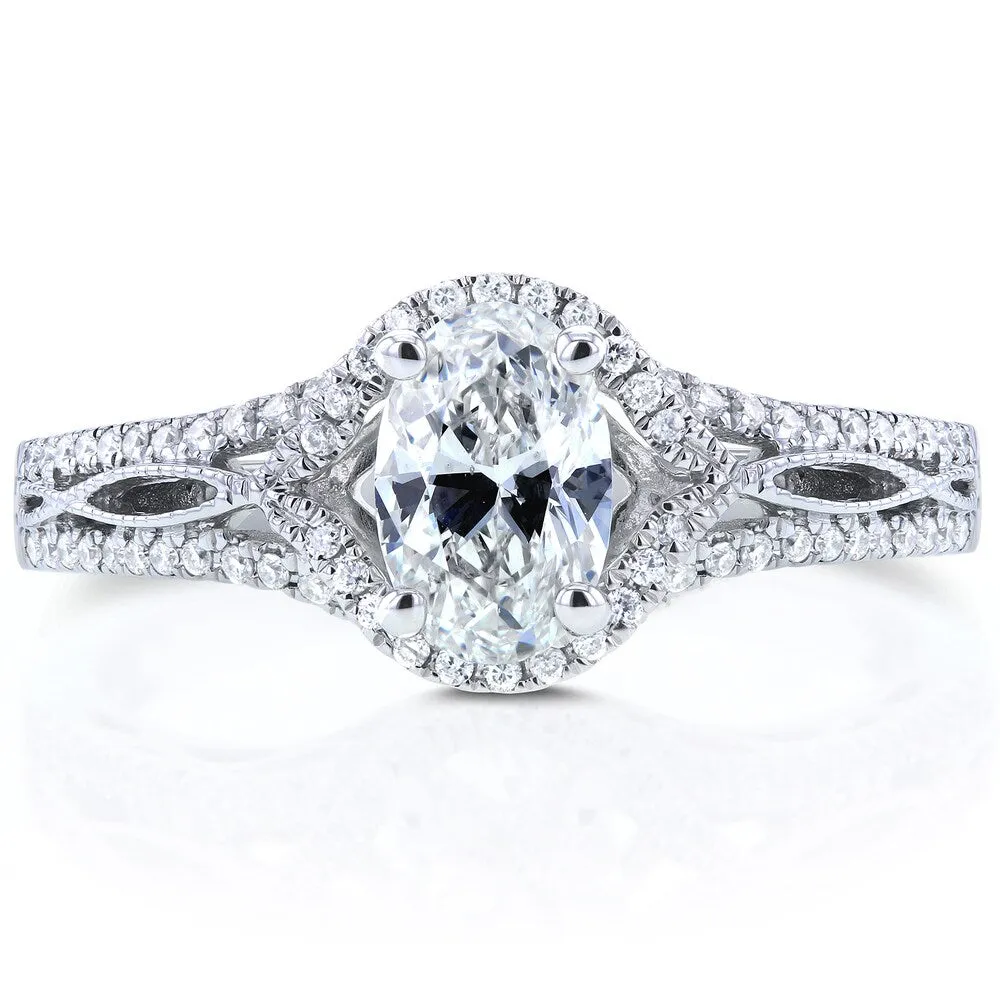 Annello by Kobelli Oval 7/8ct TDW Certified Diamond Engagement Ring 14k White Gold sold by Zulily product image thumbnail 2