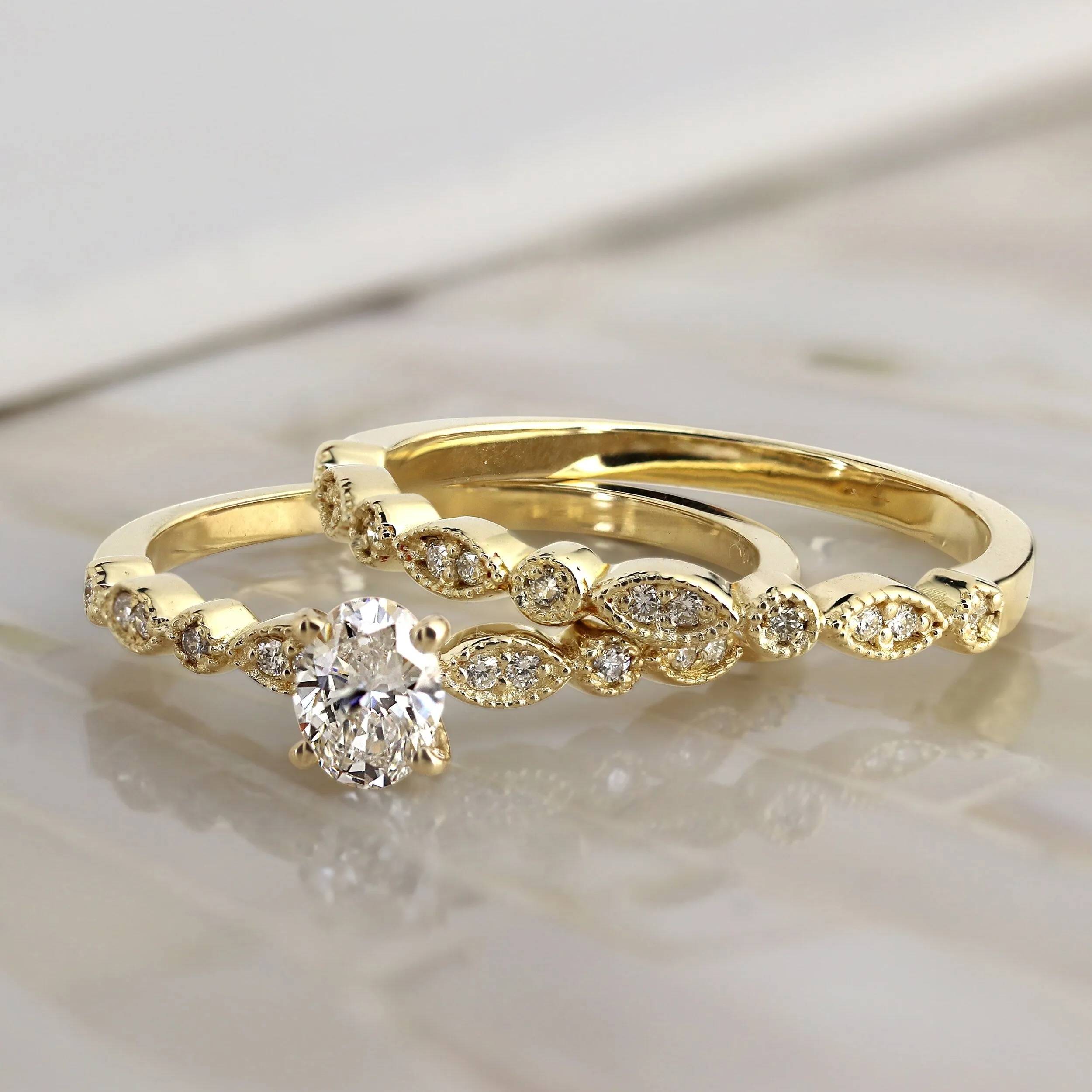 Auriya 14k Gold 3/4ctw Vintage Oval Diamond Engagement Ring Set sold by Zulily