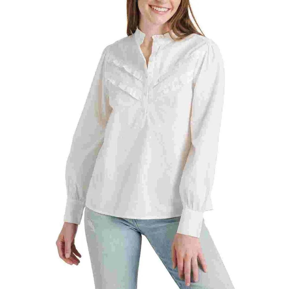 Lucky Brand Women's Elsa Cotton Poplin Popover Blouse White Size X-Large sold by Zulily