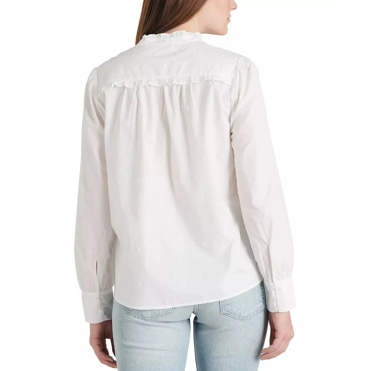 Lucky Brand Women's Elsa Cotton Poplin Popover Blouse White Size X-Large sold by Zulily product image thumbnail 2
