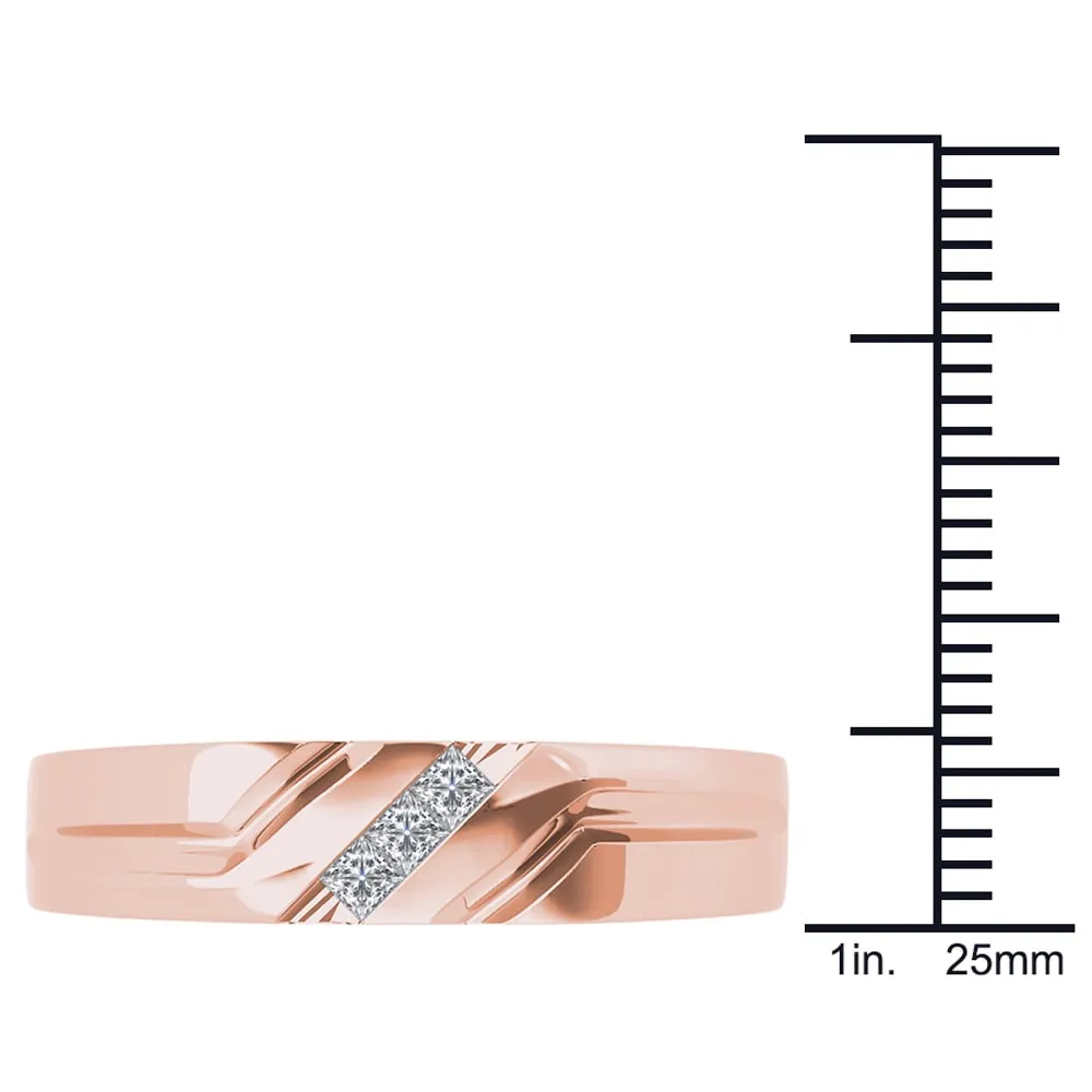 De Couer 14k Rose Gold 1/6ct TDW Mens Wedding Band - Pink sold by Zulily product image thumbnail 4