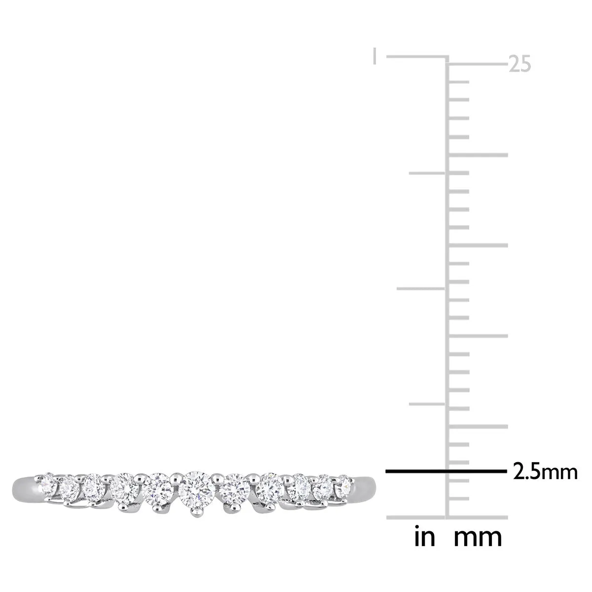 Miadora 14k White Gold 1/5ct TDW Diamond Stackable Semi-Eternity Wedding Band Ring sold by Zulily product image thumbnail 4