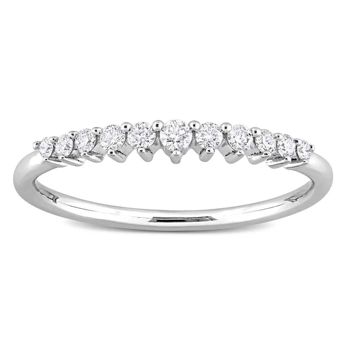 Miadora 14k White Gold 1/5ct TDW Diamond Stackable Semi-Eternity Wedding Band Ring sold by Zulily