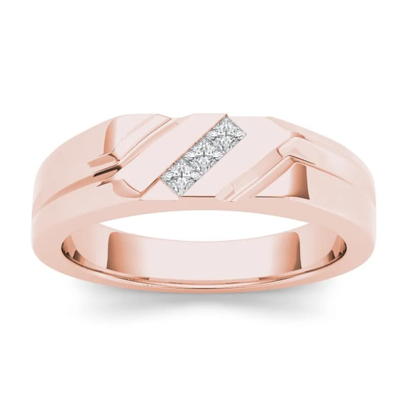 De Couer 14k Rose Gold 1/6ct TDW Mens Wedding Band - Pink sold by Zulily