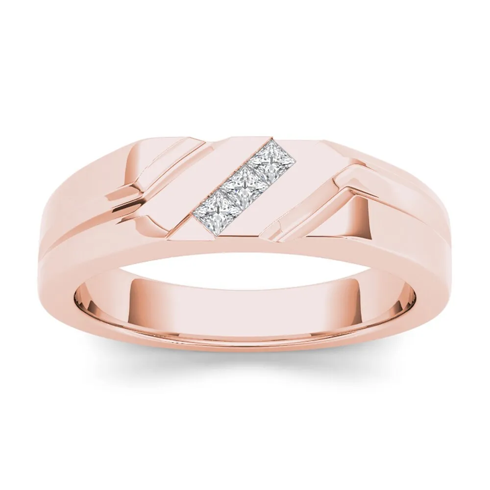De Couer 14k Rose Gold 1/6ct TDW Mens Wedding Band - Pink sold by Zulily