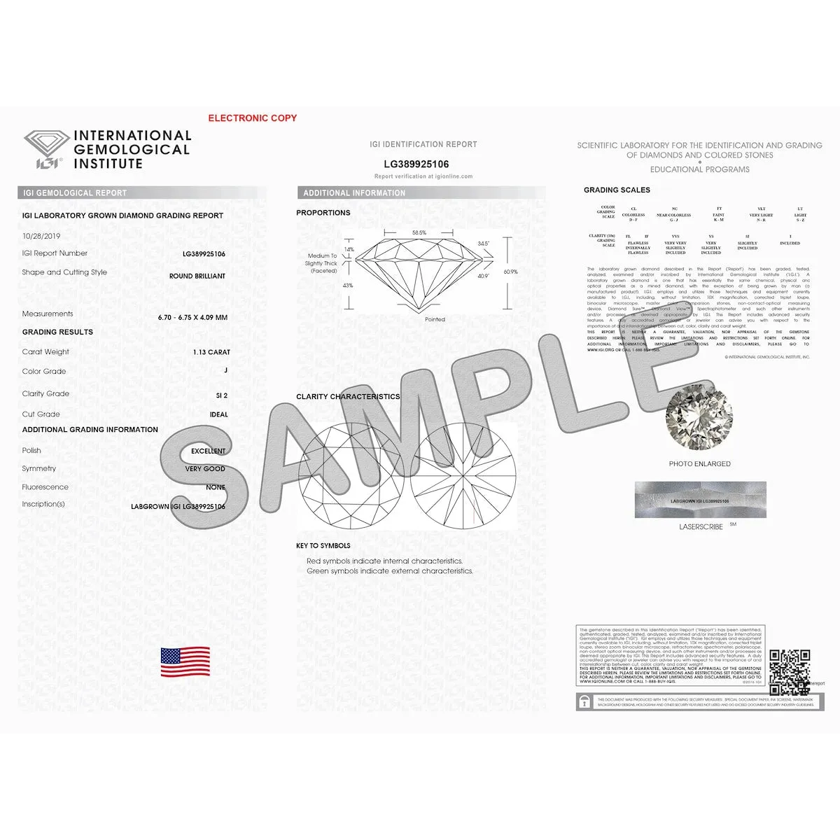 IGI Certified Lab Grown 1 1/10 Carat Diamond Solitaire Pendant in 14K White Gold (J Color, SI2 Clarity) sold by Zulily product image thumbnail 4