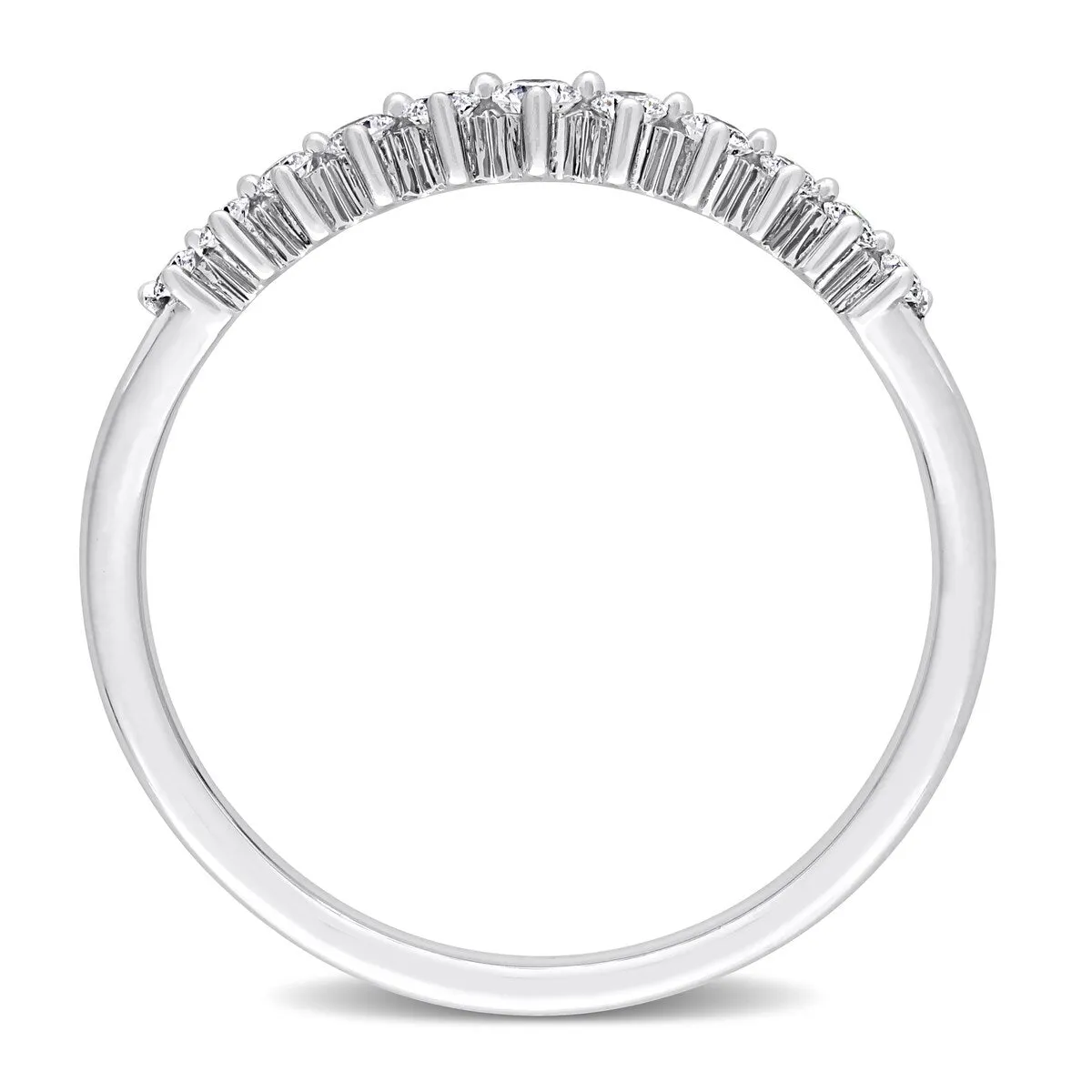 Miadora 14k White Gold 1/5ct TDW Diamond Stackable Semi-Eternity Wedding Band Ring sold by Zulily product image thumbnail 3