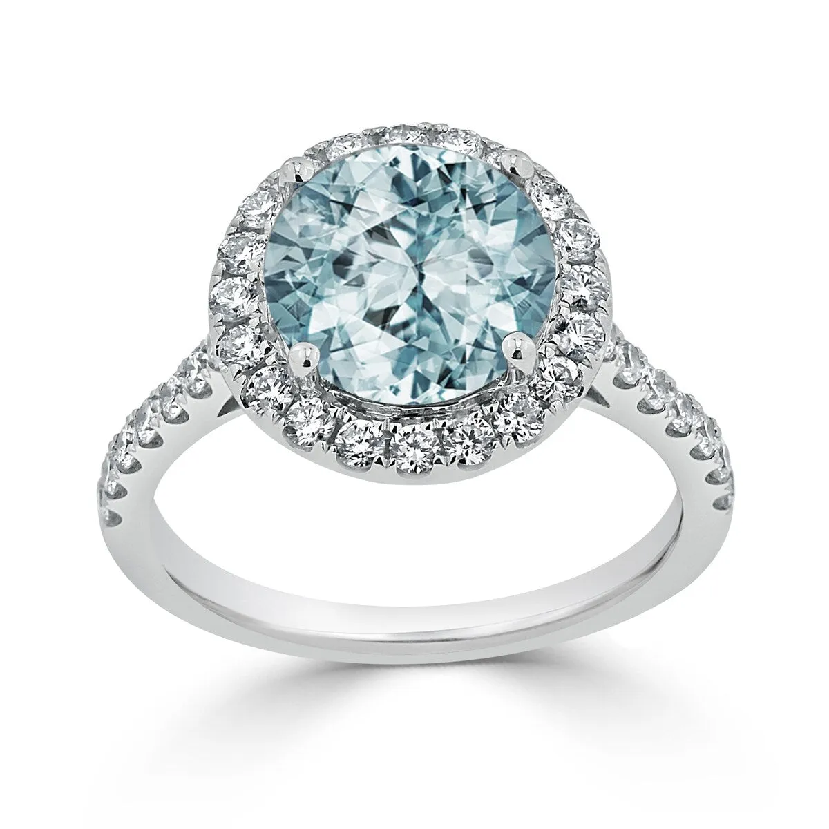 Auriya 2ct Fancy Round Aquamarine and Halo Diamond Engagement Ring 5/8ctw 14k Gold sold by Zulily product image thumbnail 3
