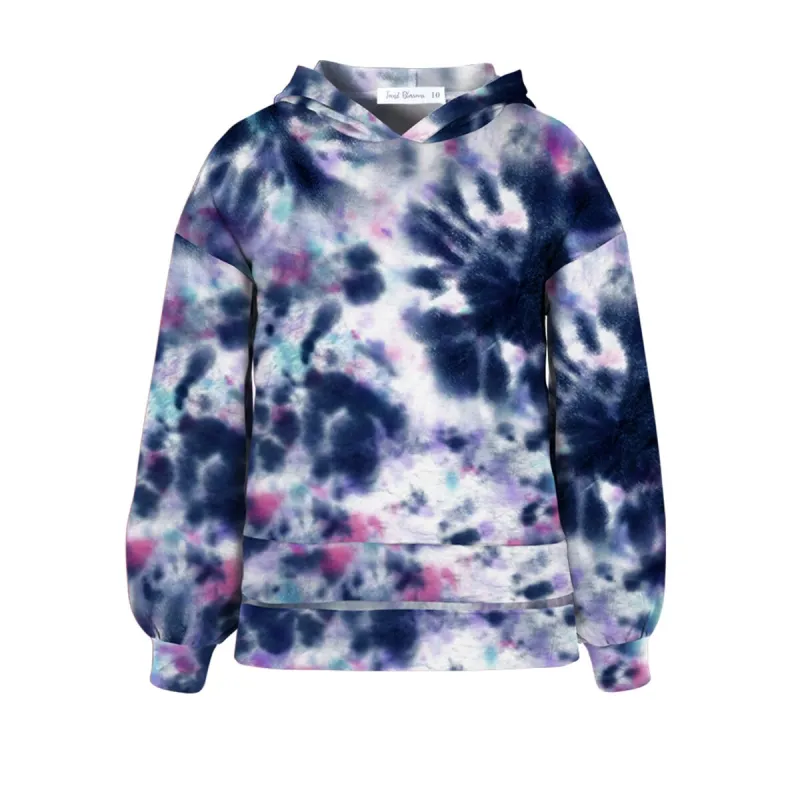Dark Blue & Pink Tie-Dye Print Hooded Top sold by Zulily