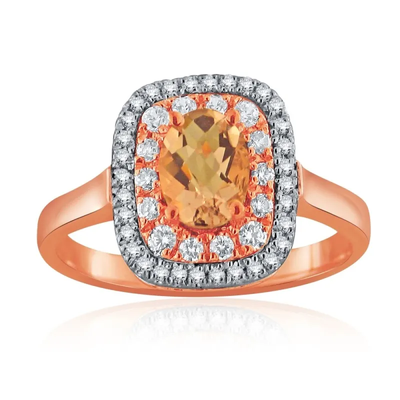 Auriya 10k Rose Gold 3/4ct Oval-Cut Morganite and 1/3ct TDW Diamond Halo Engagement Ring sold by Zulily