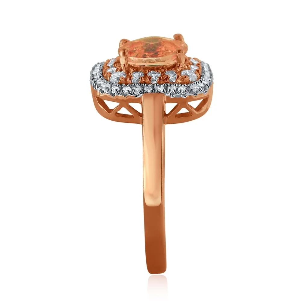 Auriya 10k Rose Gold 3/4ct Oval-Cut Morganite and 1/3ct TDW Diamond Halo Engagement Ring sold by Zulily product image thumbnail 4