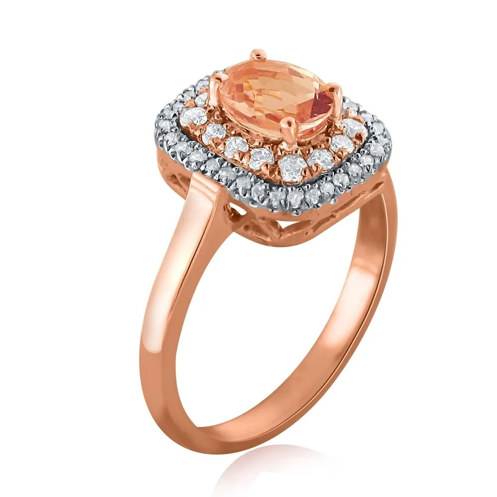 Auriya 10k Rose Gold 3/4ct Oval-Cut Morganite and 1/3ct TDW Diamond Halo Engagement Ring sold by Zulily product image thumbnail 3