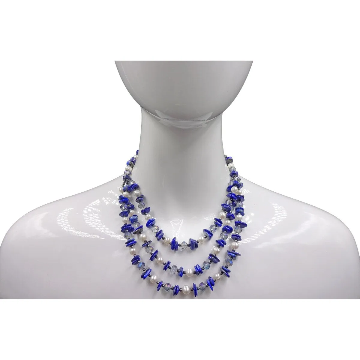 Triple Strand Gemstone and Pearl Necklace sold by Zulily product image thumbnail 2