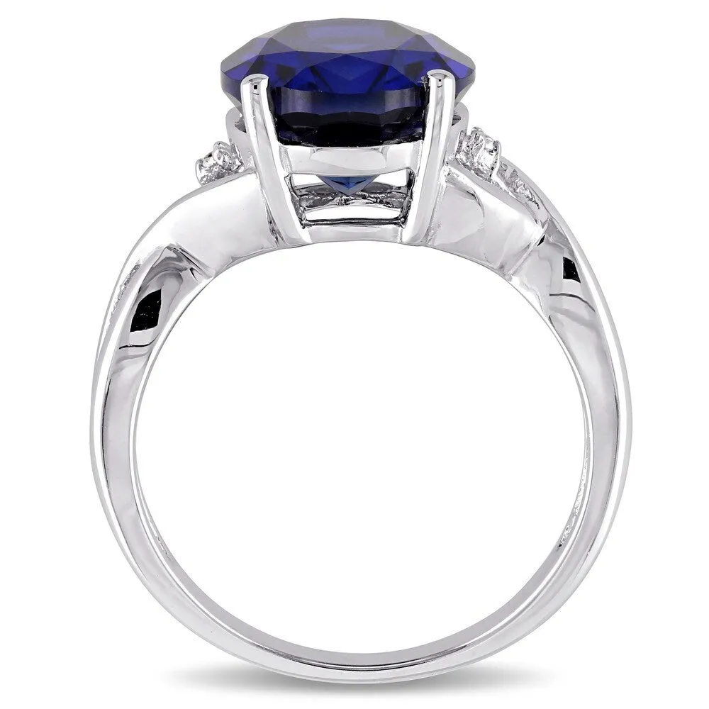 Miadora Sterling Silver Oval-Cut Created Blue Sapphire and Diamond Accent Crossover Ring sold by Zulily product image thumbnail 3