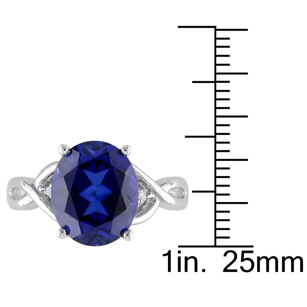 Miadora Sterling Silver Oval-Cut Created Blue Sapphire and Diamond Accent Crossover Ring sold by Zulily product image thumbnail 5