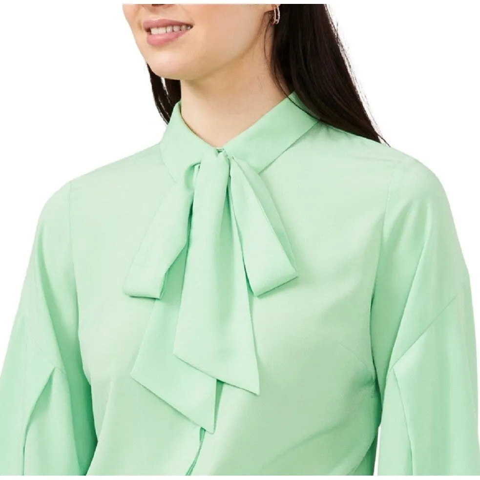 Riley & Rae Women's Camille Tie Neck Blouse Green Size X-Small sold by Zulily product image thumbnail 2