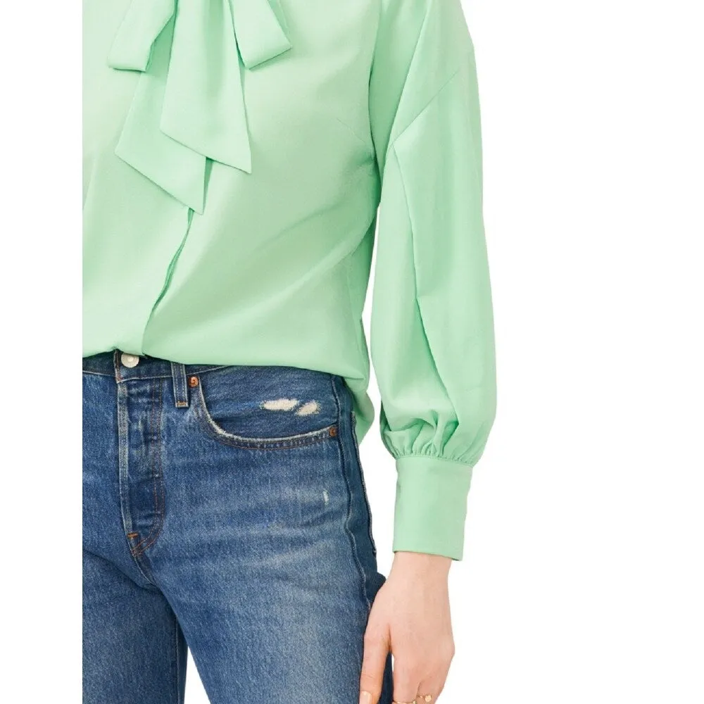 Riley & Rae Women's Camille Tie Neck Blouse Green Size X-Small sold by Zulily product image thumbnail 3