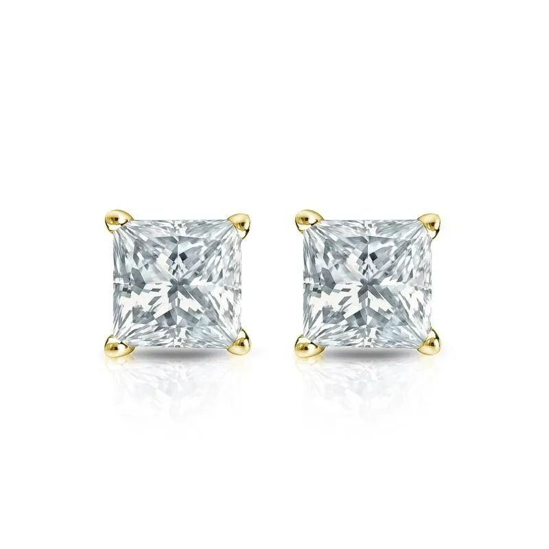 Auriya 18-karat Gold Lab Grown 0.62 carat TDW Princess Diamond Stud Earrings 4-Prong Basket Screw-back sold by Zulily product image thumbnail 4