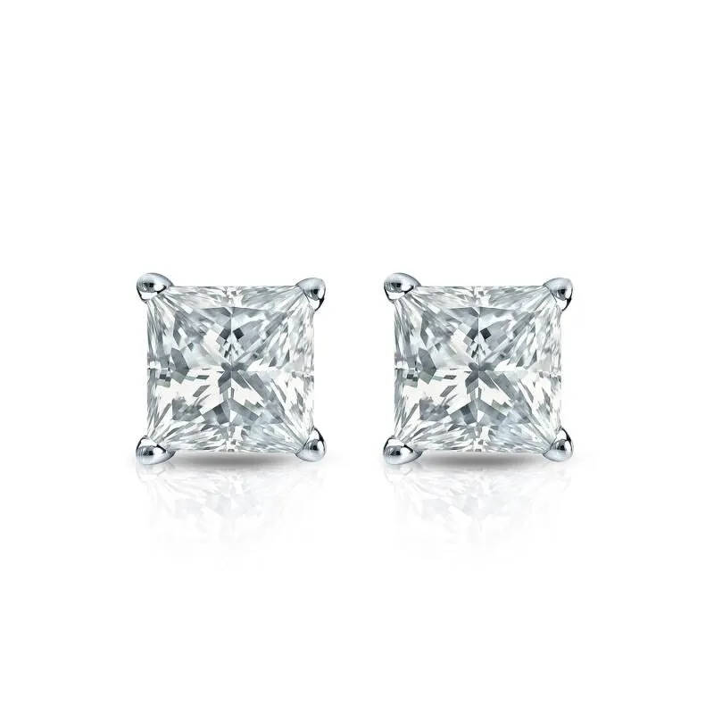Auriya 18-karat Gold Lab Grown 0.62 carat TDW Princess Diamond Stud Earrings 4-Prong Basket Screw-back sold by Zulily product image thumbnail 2