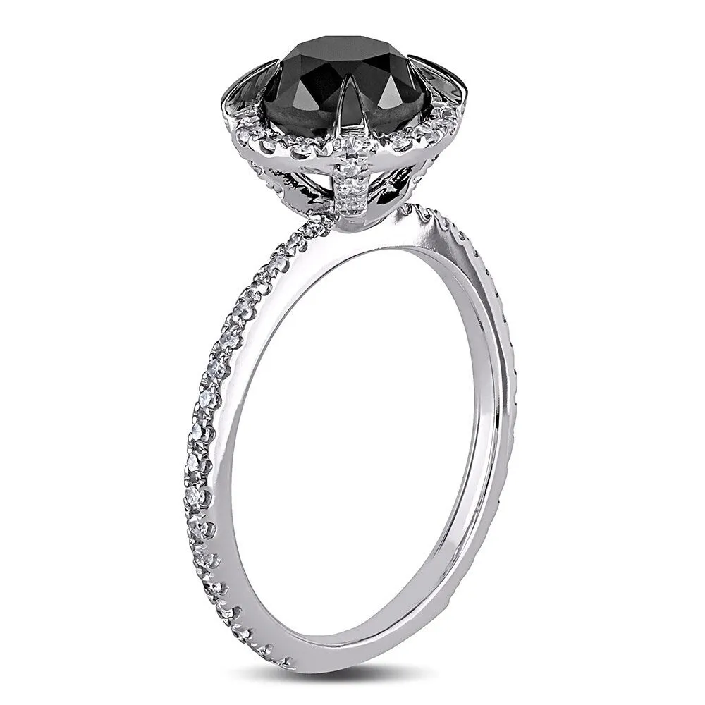 Miadora 10k White Gold with Black Rhodium 2 CT Black and White Diamond Halo Engagement Ring sold by Zulily product image thumbnail 2