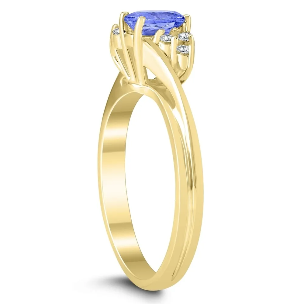6X4MM Tanzanite and Diamond Twist Ring in 10K Yellow Gold sold by Zulily product image thumbnail 2