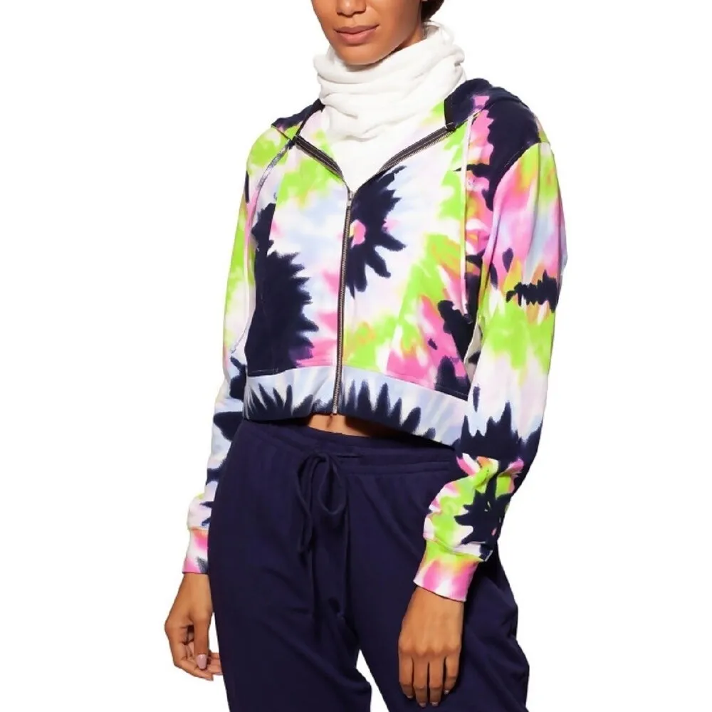 Betsy & Adam Women's Cropped Tie Dye Zip Hoodie White Size Large sold by Zulily product image thumbnail 2