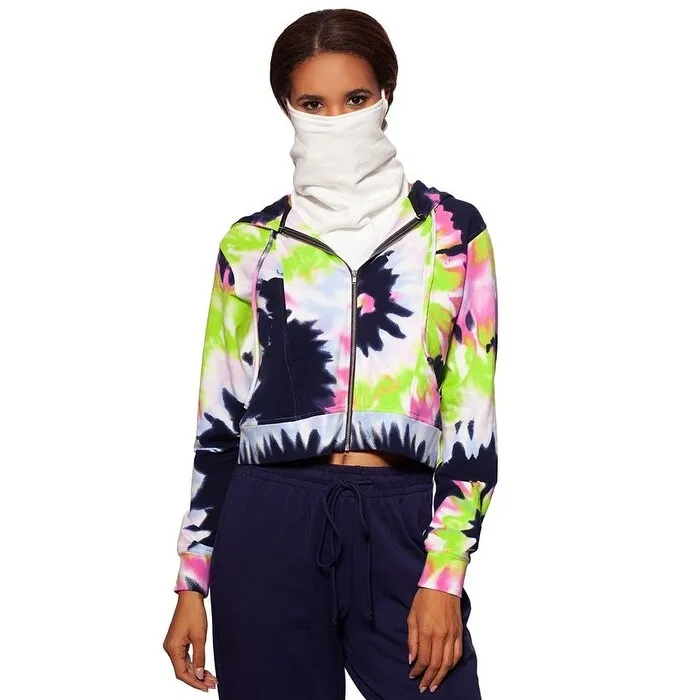 Betsy & Adam Women's Cropped Tie Dye Zip Hoodie White Size Large sold by Zulily