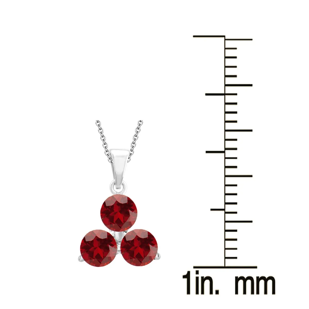Sterling Silver with Natural Garnet 3 Stone Pendant with 18" Chain sold by Zulily product image thumbnail 3