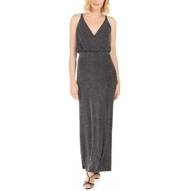 Vince Camuto Women'sZippered Spaghetti Strap V Neck Full-Length Sheath Evening Dress Black Size 4 sold by Zulily