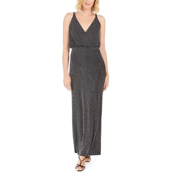 Vince Camuto Women'sZippered Spaghetti Strap V Neck Full-Length Sheath Evening Dress Black Size 4 sold by Zulily
