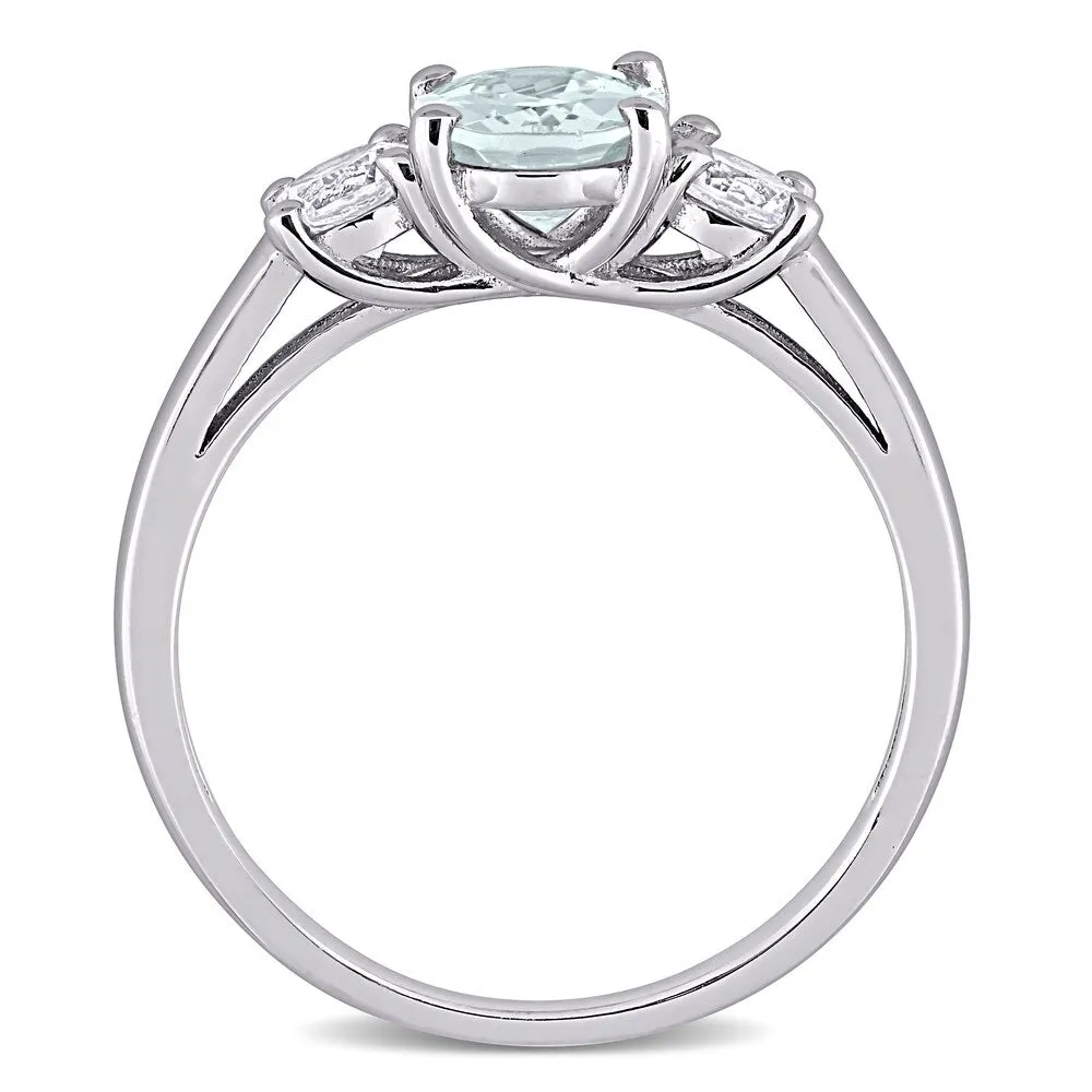 Miadora Sterling Silver Aquamarine and Created White Sapphire 3-stone Ring sold by Zulily product image thumbnail 4