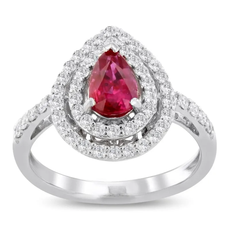 Auriya Platinum Certified 1ct Extremely Rare Ruby and 5/8ct TDW Diamond Ring sold by Zulily