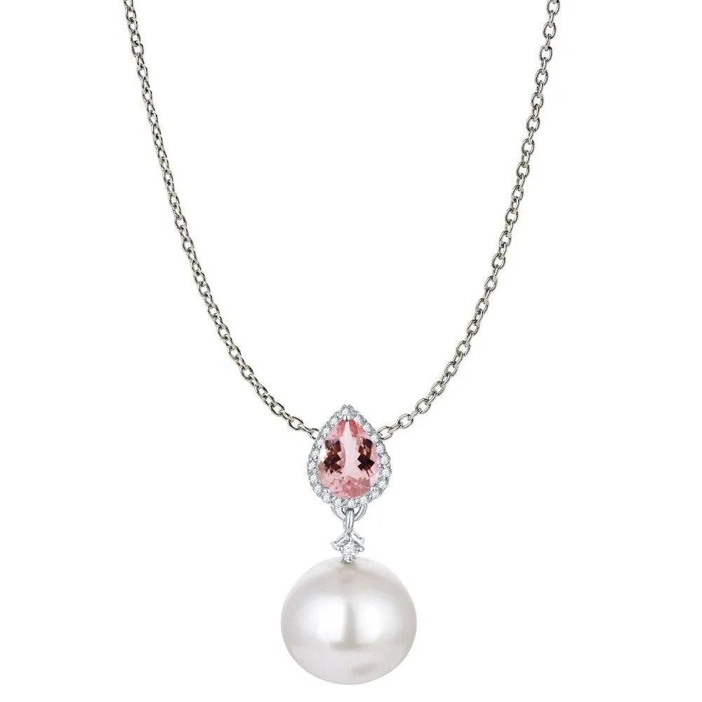 Sterling Silver Shell Pearl, Choice of Gemstone & White Topaz Necklace sold by Zulily product image thumbnail 4