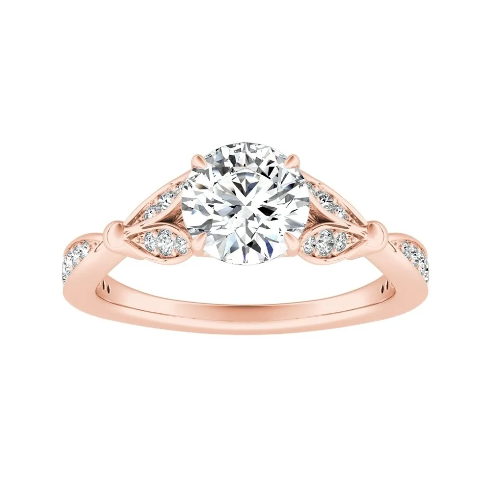 Auriya Vintage Floral 3/4ct Round Moissanite and 1/4ctw Diamond Engagement Ring 14K Gold sold by Zulily product image thumbnail 3