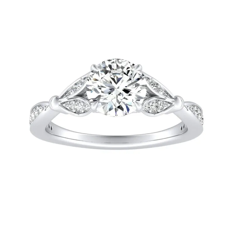 Auriya Vintage Floral 3/4ct Round Moissanite and 1/4ctw Diamond Engagement Ring 14K Gold sold by Zulily