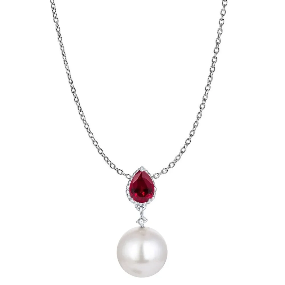 Sterling Silver Shell Pearl, Choice of Gemstone & White Topaz Necklace sold by Zulily product image thumbnail 3