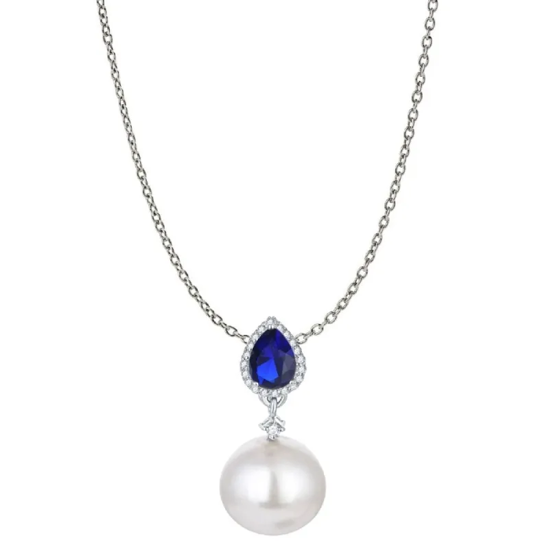 Sterling Silver Shell Pearl, Choice of Gemstone & White Topaz Necklace sold by Zulily