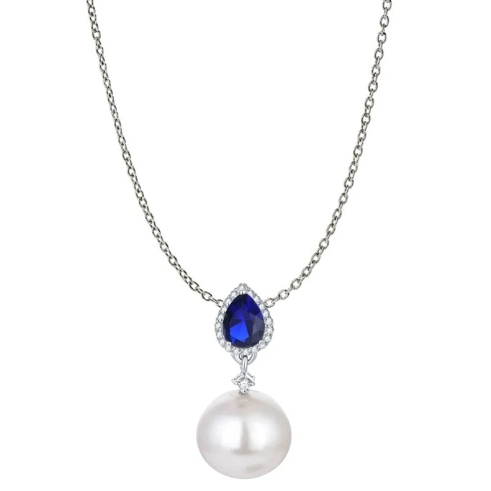 Sterling Silver Shell Pearl, Choice of Gemstone & White Topaz Necklace sold by Zulily