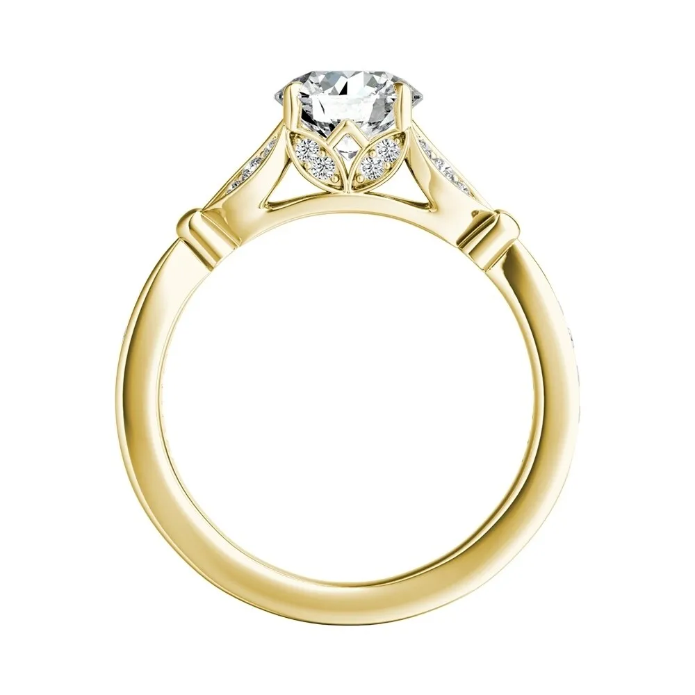 Auriya Vintage Floral 3/4ct Round Moissanite and 1/4ctw Diamond Engagement Ring 14K Gold sold by Zulily product image thumbnail 5