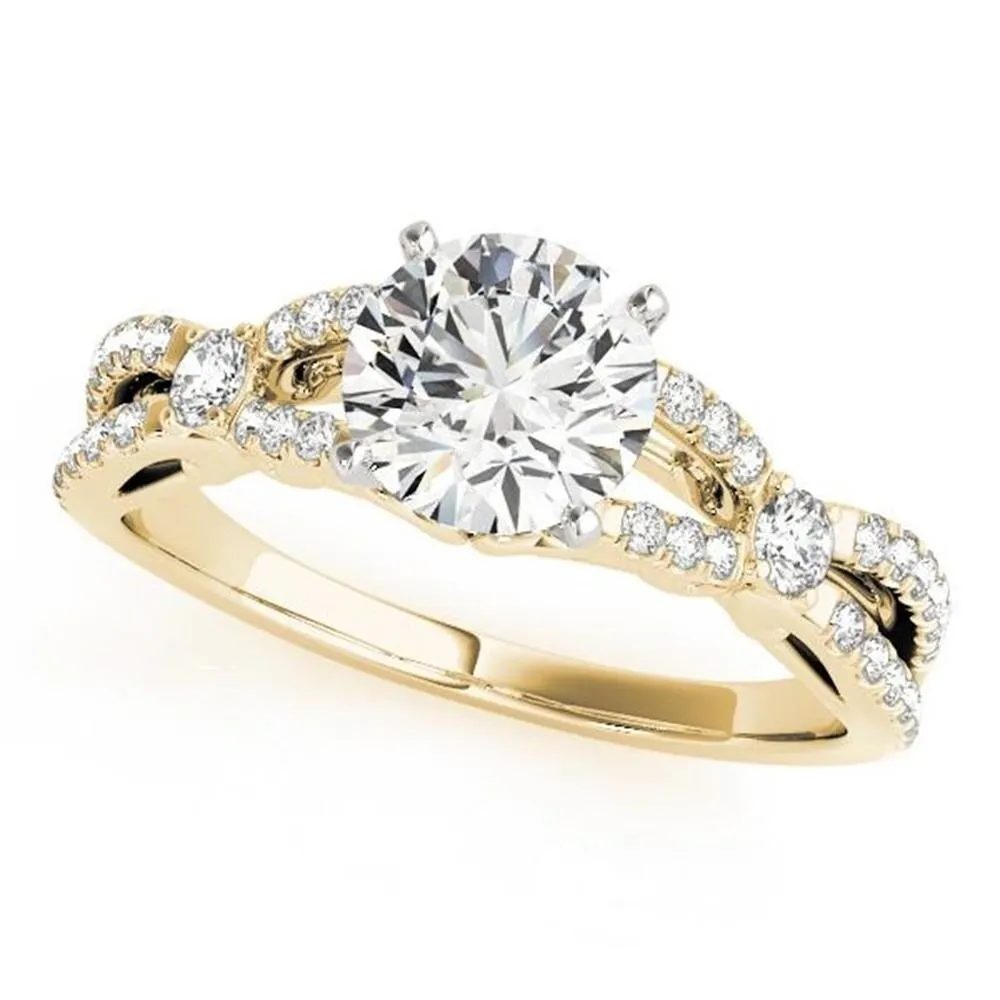 Auriya 1/2ct Unique Moissanite and Diamond Engagement Ring 1/4ctw 14k Gold sold by Zulily product image thumbnail 2