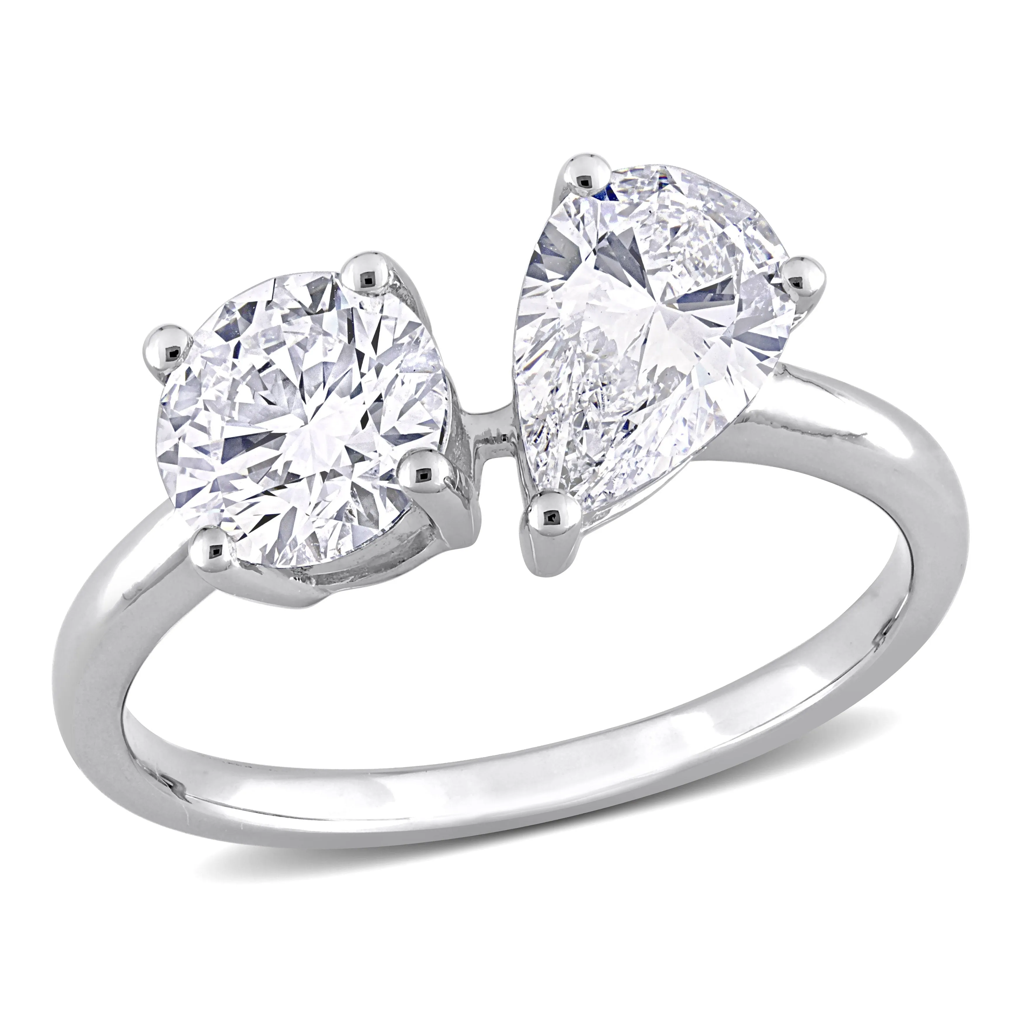 Created Forever 2ct TDW Pear Lab-Grown Diamond 2-Stone Engagement Ring in 14k White Gold sold by Zulily