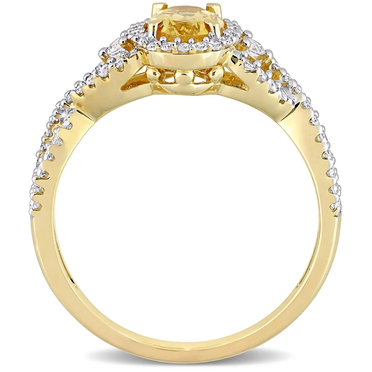 Miadora 10k Yellow Gold Citrine, White Sapphire and 1/3ct TDW Diamond Halo Infinity Ring sold by Zulily product image thumbnail 5