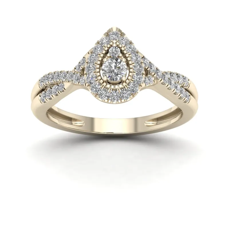 De Couer 1/3ct TDW Diamond Halo Engagement Ring - Yellow sold by Zulily