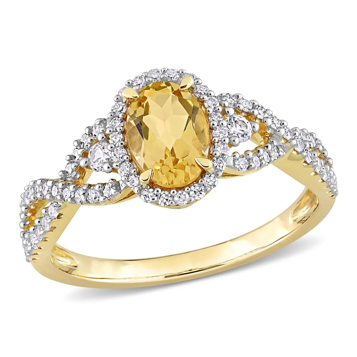 Miadora 10k Yellow Gold Citrine, White Sapphire and 1/3ct TDW Diamond Halo Infinity Ring sold by Zulily product image thumbnail 2