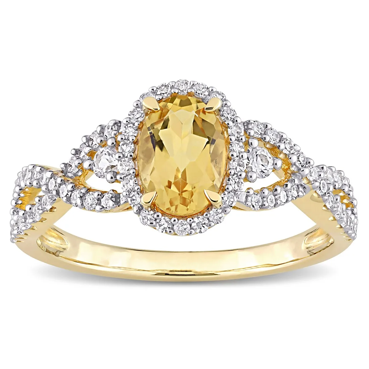 Miadora 10k Yellow Gold Citrine, White Sapphire and 1/3ct TDW Diamond Halo Infinity Ring sold by Zulily product image thumbnail 3