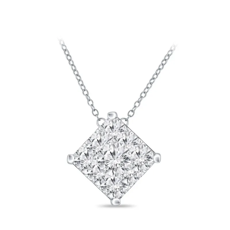 14k Gold Square Shaped 1/4ct TDW Pave Diamond Necklace by Auriya (H-I, I1-I2) sold by Zulily