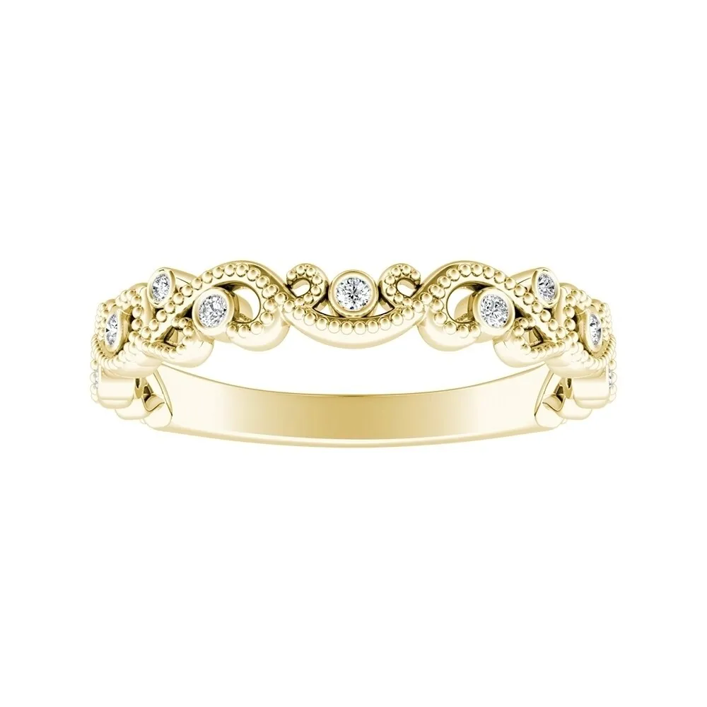 Auriya 14k Gold Vintage Stackable Diamond Wedding Band 0.06ctw sold by Zulily product image thumbnail 4